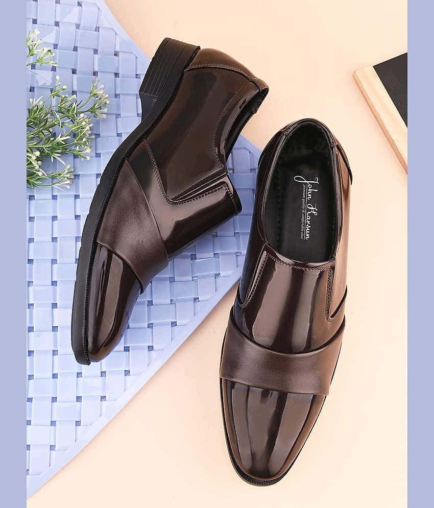 John Karsun Brown Men's Slip On Formal Shoes