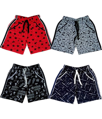 atlans Pack of 4 Cotton Blend Shorts For Boys ( Red )