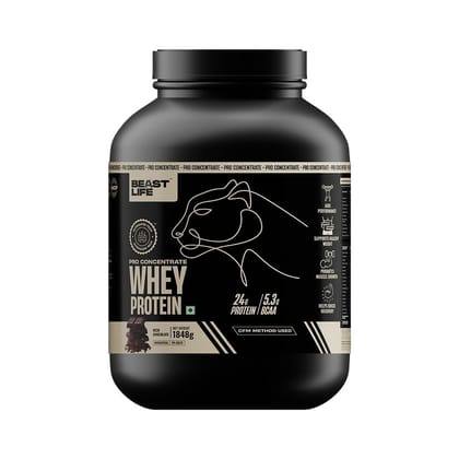 BeastLife Pro Whey Protein Chocolate flavour| 1848g| 24g Protein 5.3g BCAA Per Scoop| Premium Sports Nutrition | High Absorbtion Fuels Muscle| Speed Recovery for Men & Women (1848g, rich chocolate)