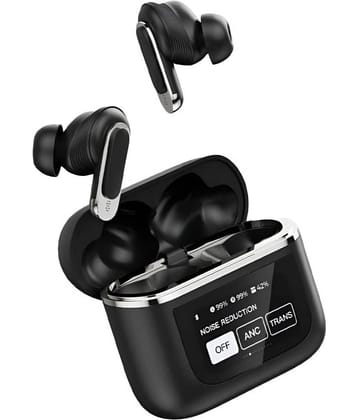VERONIC V8 TouchScreen ANC Bluetooth True Wireless (TWS) In Ear 32 Hours Playback Active Noise cancellation IPX4(Splash & Sweat Proof) Black