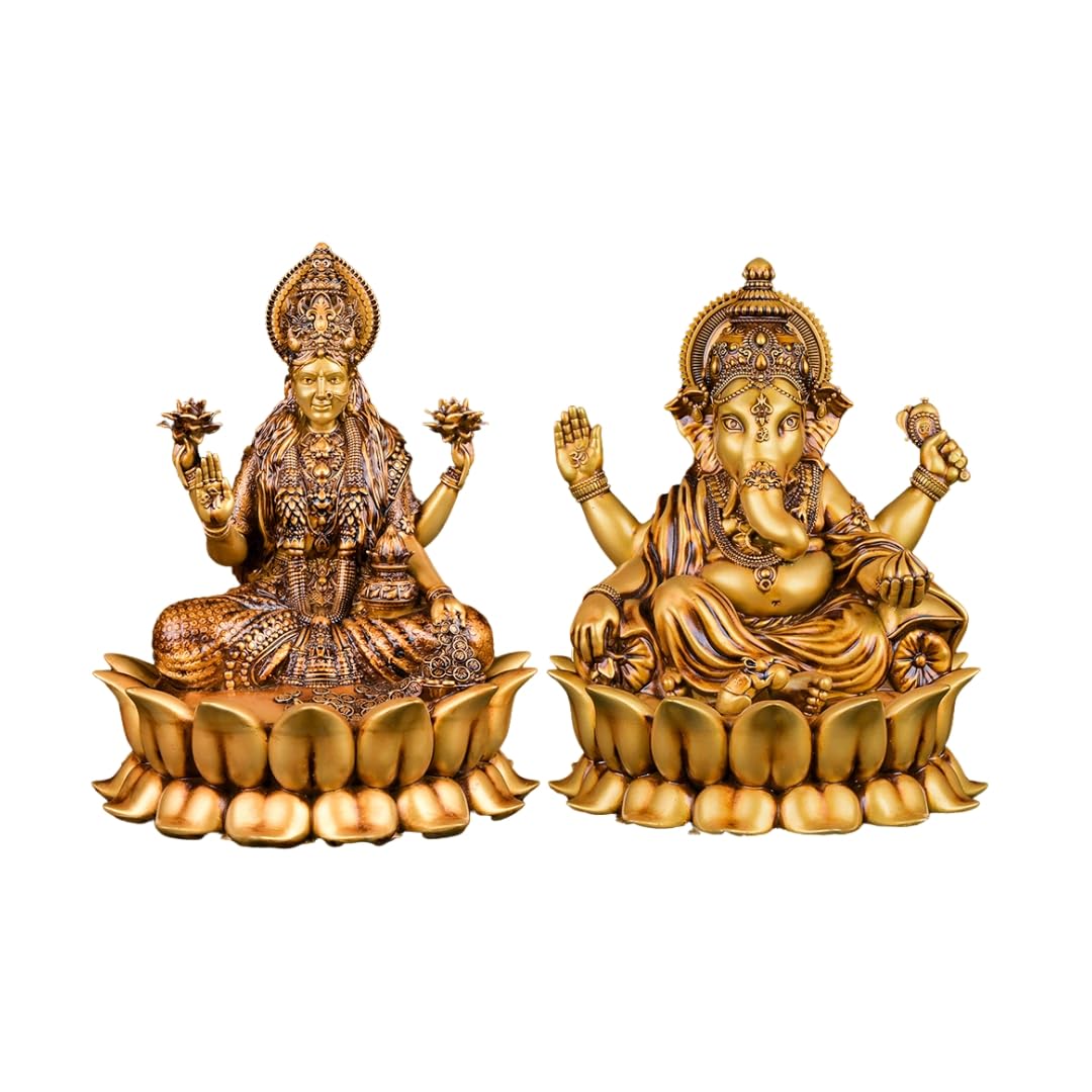 Artarium Laxmi Ganesh Pair Lakshmi Ganesha Idol Goddess Idol Laxmi Devi Ganpati Ji for Car Dashboard Home Decor Pooja Room Diwali Pooja Sculpture Statue Home Gifting Showpiece (4 Inch)