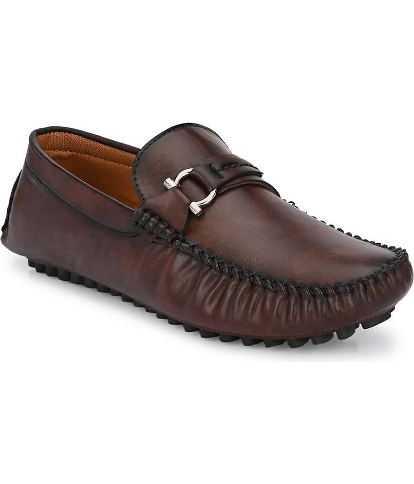 Prolific Artificial Leather Brown Formal Loafers
