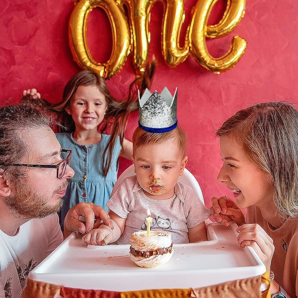 Kids Crown Silver Cap w/Pull Elastic & Customisable