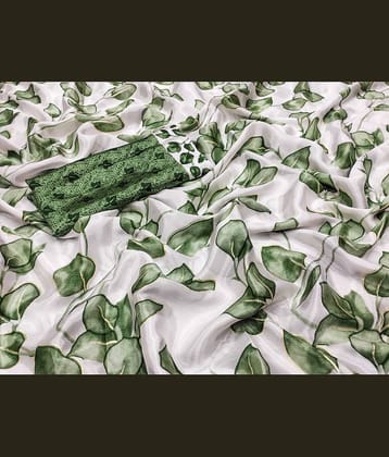 JIHANA FAB Art Silk Printed Saree With Unstitched Blouse Piece ( Multicolor )