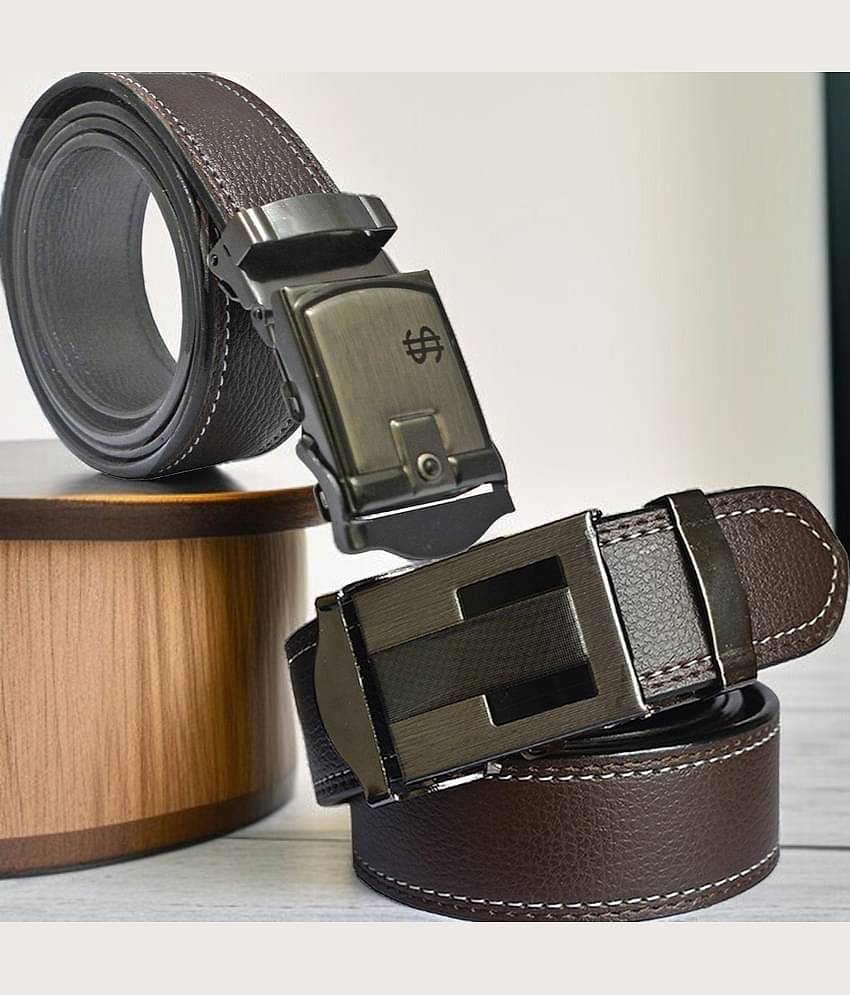 SUNSHOPPING - Multicolor Synthetic Men's Formal Belt ( Pack of 2 )