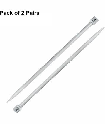 Jyoti Knitting Pin - Plastic (2 Pairs of Flat Knob of 12 Inches / 30cm of Size 0), Crafting Knitting Weaving Pins, Round Blunt Yarn Needles, Used for Sweaters, Scarves, and Woolen Fabrics - Pack of 2 Pairs