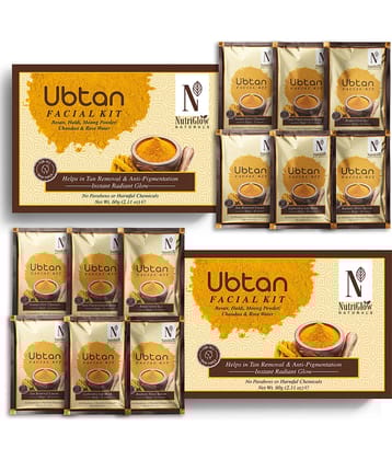NutriGlow NATURAL'S Ubtan Facial Kit For Glowing Skin, Tan Removal With Haldi & Chandan, 60gm (Pack of 2)