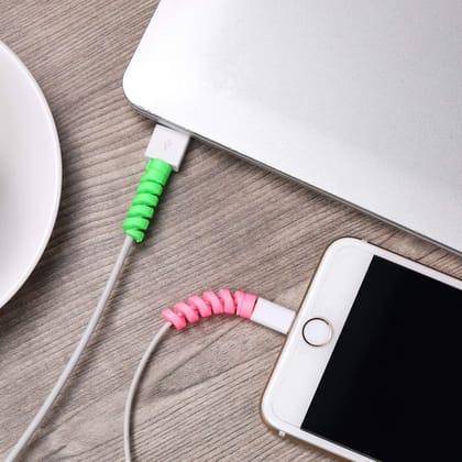 Set of 5 Spiral Cable Protectors, Charging and Data Cables, Earphone Cable Cover | Electronics Accessories | Protects and Organizes Cables, Durable and Flexible Design