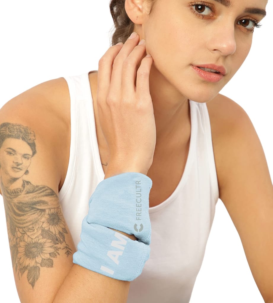 FREECULTR Unisex Bamboo Bandana, Anti Microbial Super Soft & Comfort Fit, Breathable Multipurpose Headband, Face Mask for Dust Protection and Sun - Size Printed Pack of 2-Cuban Peach, Chalk Blue