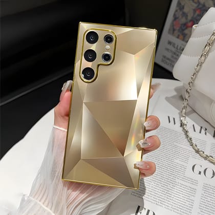 Samsung S24 Ultra 3D Diamond Pattern Case-Gold