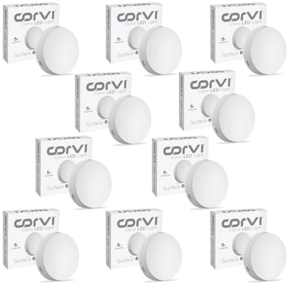 CORVI LED Surface 6 Round 15W | Dimmable & Driverless Ceiling Panel Light | Full Glow, No False Ceiling Required | Slim & Compact | Easy White 4000K (Pack of 10)