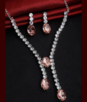 PUJVI Peach Alloy Necklace Set ( Pack of 1 )