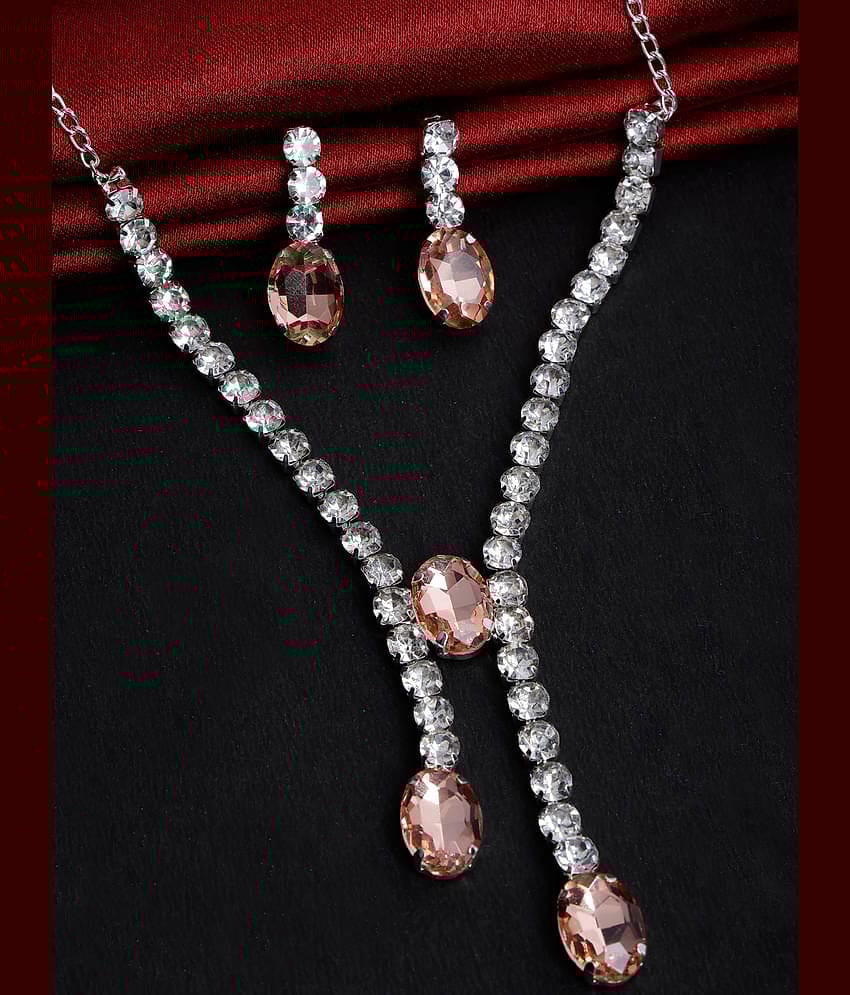 PUJVI Peach Alloy Necklace Set ( Pack of 1 )