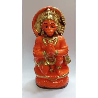 KESAR ZEMS Polyresin Orange Lord Hanuman Murti/Idol Statue For pooja/ Decorative Showpiece (8 x 4 x 15 Cm)