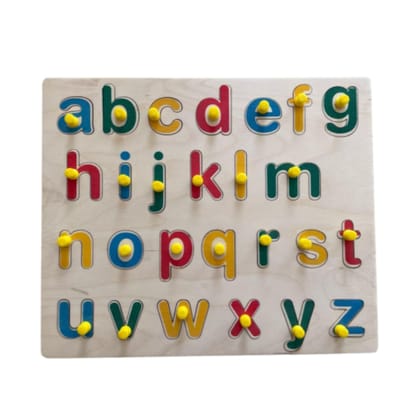 Zuvoy Mini Alphabets Puzzle Wooden ABC Learning Board for Kids, Montessori Educational Puzzle with Knobs, Fine Motor Skills & Early Activity Toy for Toddlers & Preschoolers, Age 2+