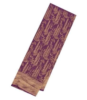 Lilac Mysore Georgette Silk Saree With Floral Zari Motifs-MS2996-Lilac