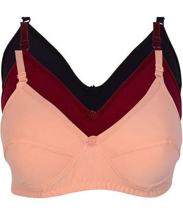Kiran Enterprises Pack of 3 Cotton Lycra Non Padded Women's Minimizer Bra ( Multi Color )