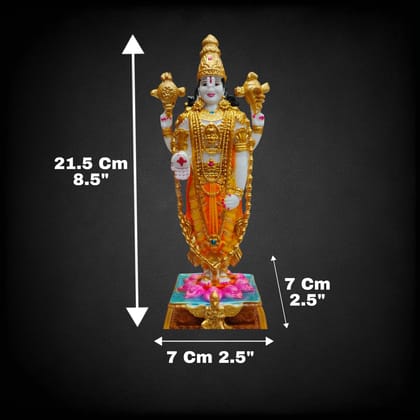AMS Polyresin Lord Vishnu Idol | Elegant Balaji Statue for Home Temple & Pooja Room | Decorative Lakshmi Narayana Murti on Garuda Base | Hindu God Idol & Spiritual Home D�cor Showpiece | 21.5 cm