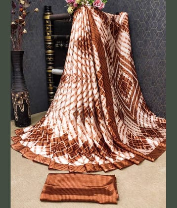 JIHANA FAB Georgette Printed Saree With Unstitched Blouse Piece ( Multicolor )