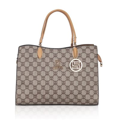 Women's Faux Leather Printed Handbag (Camel)