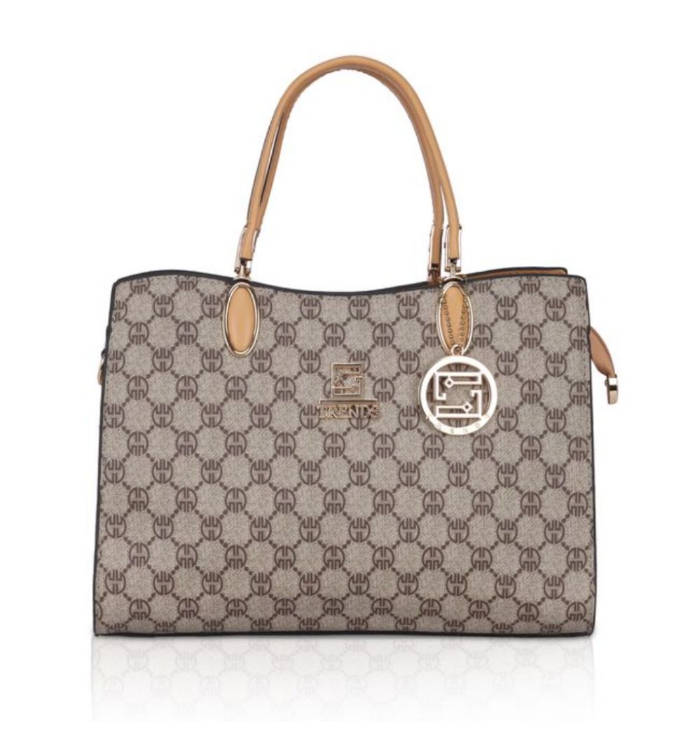 Women's Faux Leather Printed Handbag (Camel)