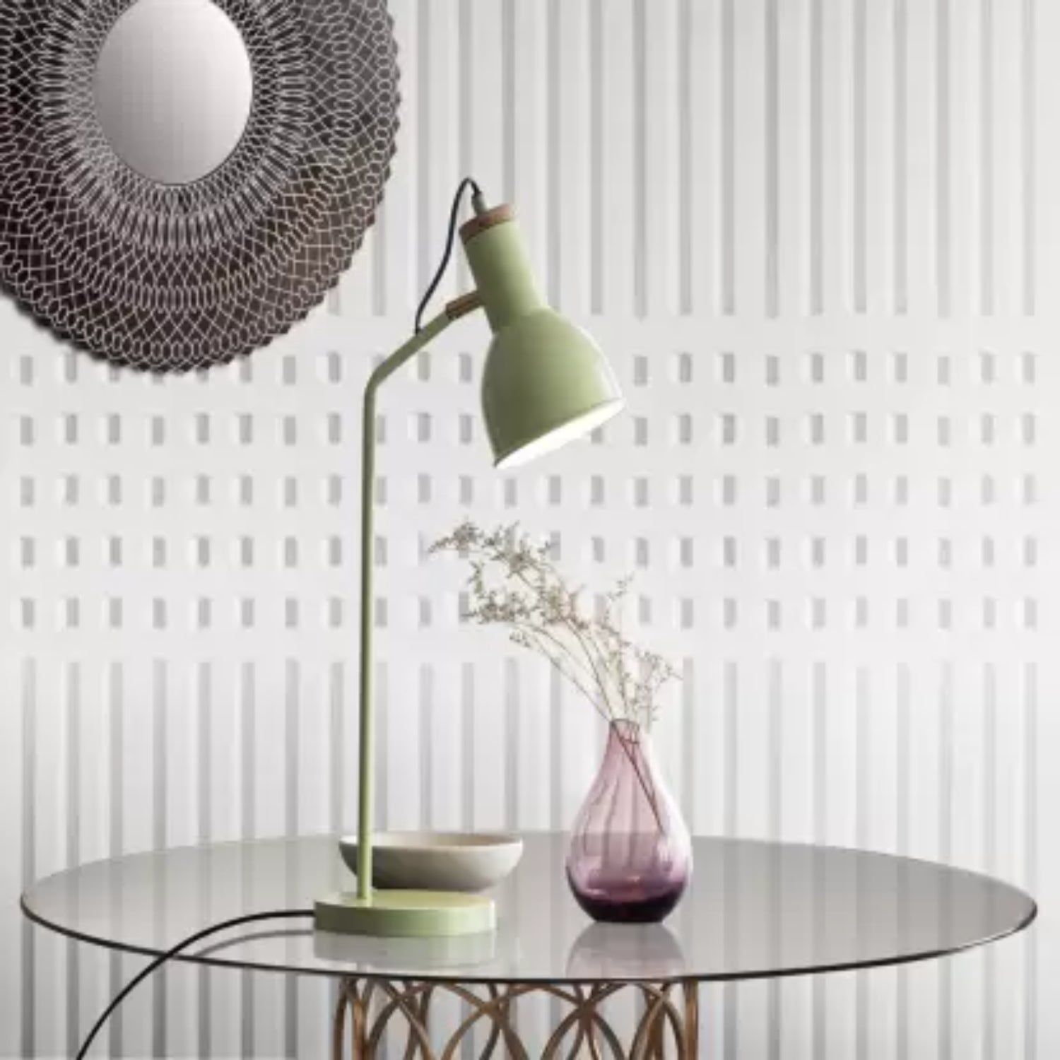 OONA BSNT LISA TABLE LAMP IRON L- GREEN / N WOOD
