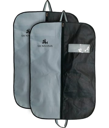 SH.NASIMA Coat Cover|Foldable Blazer Cover|Suit Cover With Zipper Closure,Black & Grey ( Pack of 2)