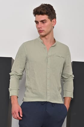 Treasure - Pure Linen Solid Shirt - Pista-L-42 / PISTA
