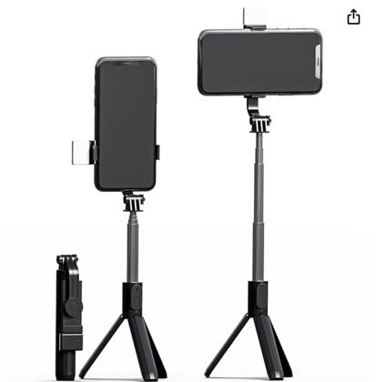 Lapster Rechargeable LED Selfie Stick with Tripod Stand, 3-in-1 Multifunctional Design  Features Two Brightness Levels for Makeup, Selfies, Vlogging, and Photo Shoots, Complete with Bluetooth Remote