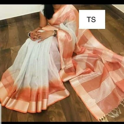 ORANGE COLOR LINEN DIGITAL PRINTED SAREE 1510