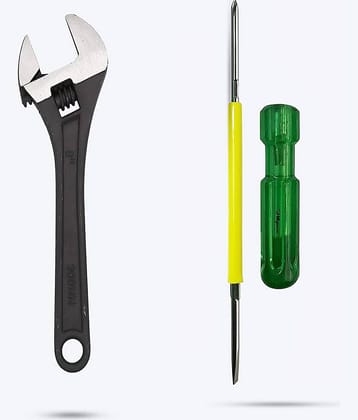 Aldeco Hand Tool Kit- 2in1 Screw Driver with Adjustable Wrench. Combination Hand Tools for Domestic & Industrial Purpose.