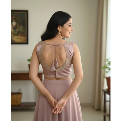 womens zimmi choo embroidered v-neck padded blouse lavender 38 ready self alterable 36-40 pid63947
