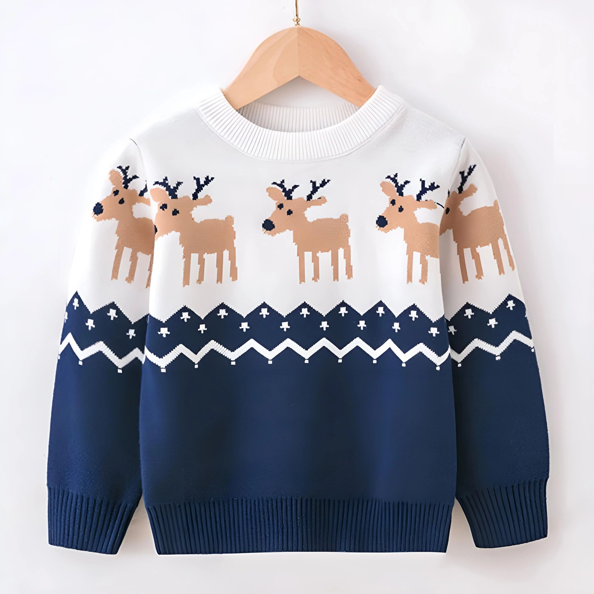 Christmas deer Sweater Long Sleeve Warm Knitted Pullover