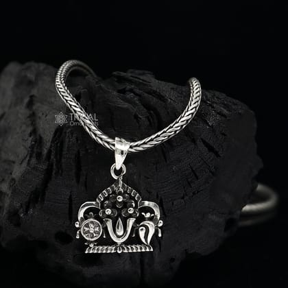 925 pure silver Divine Swaminarayana pendant best gifting pendant, wheat chain necklace locket best gifting delicate unisex  jewelry NSP731-Only pendant
