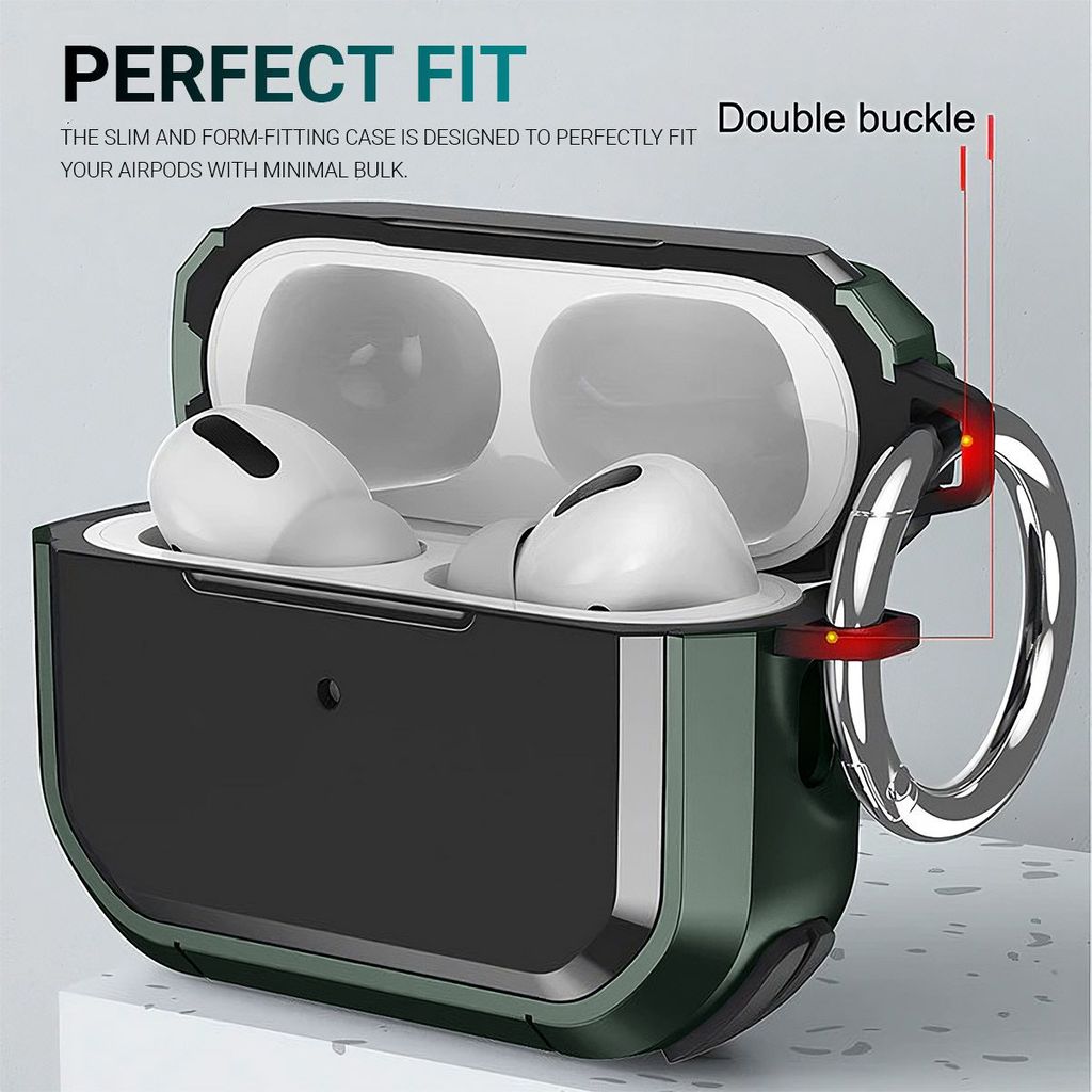 LIRAMARK Tough Rugged Hard Shell Armor case Cover for Airpods Pro 2 Case (2023/2022), AirPods Pro 2nd Generation Cover (Green)