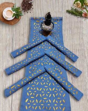 Coastal Cotton Table Runner & Mats Applique Blue