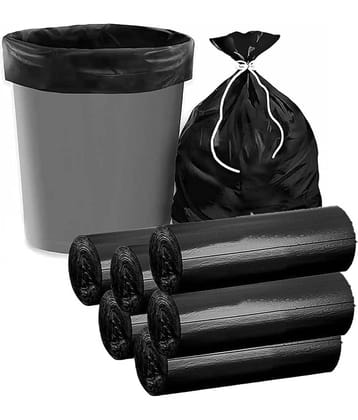 DHSMART Garbage Bags | Medium | 180 Count | 30 Bags X 6 Rolls | 19 X 21 Inches | For Dry & Wet Waste | Black