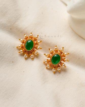 Two in One Gold Polish Silver Earrings CHE1945