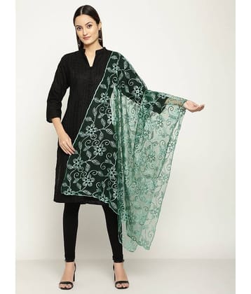 Queenley - Green Net Women's Dupatta - ( Pack of 1 )
