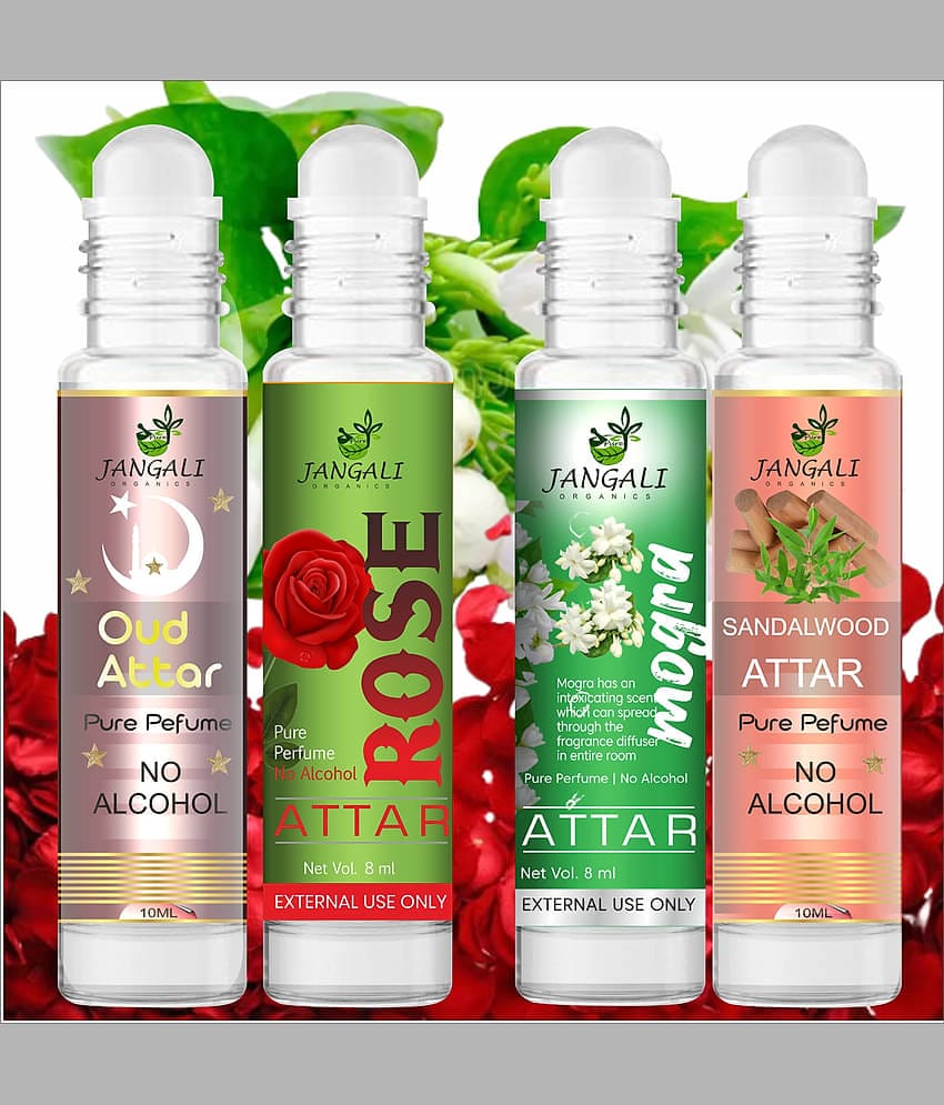 Pure Jangali Organics Rose Non- Alcoholic Below 50ml Attar ( Pack of 4 )