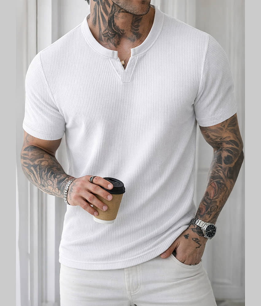 Eyebogler Men Polyester Regular Fit Solid T-Shirt ( Black )