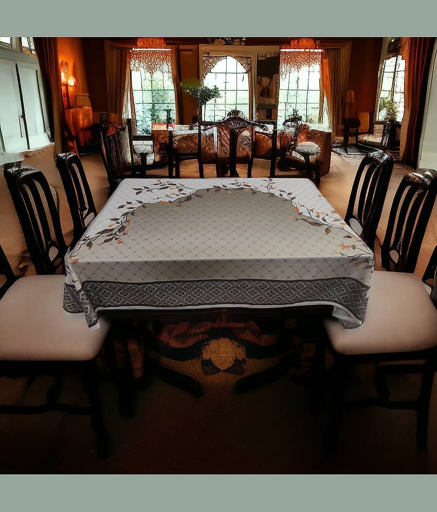 mopak decor Printed Polyester 6 Seater Rectangle Table Cover ( 137 x 91 ) cm Pack of 1 Beige