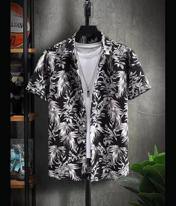 ARZ Poly Cotton Regular Fit Printed Half Sleeves Men's Casual Shirt - Black ( Pack of 1 )