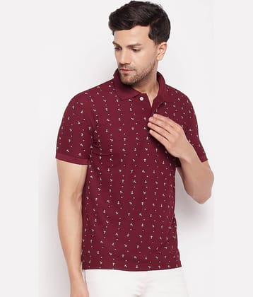 First Krush Pack of 1 Cotton Regular Fit Printed Half Sleeves Men's Polo T Shirt ( Maroon )