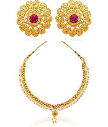 LUV FASHION White Brass Necklace Set ( Pack of 1 )