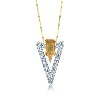 Senco Gold Sheen of Arrow Men Diamond Pendant (1 gram / 0.15 Ct / HI-SI / 14K Yellow Gold)