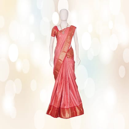 Traditional Pink Pattu Silk Saree with Gold Zari Border | Elegant Ethnic Wear | Festive & Wedding