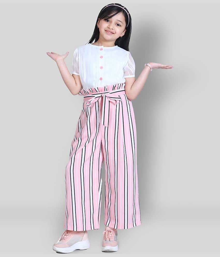 StyleStone Girls Polyester Jumpsuit ( Pack of 1 , Pink )