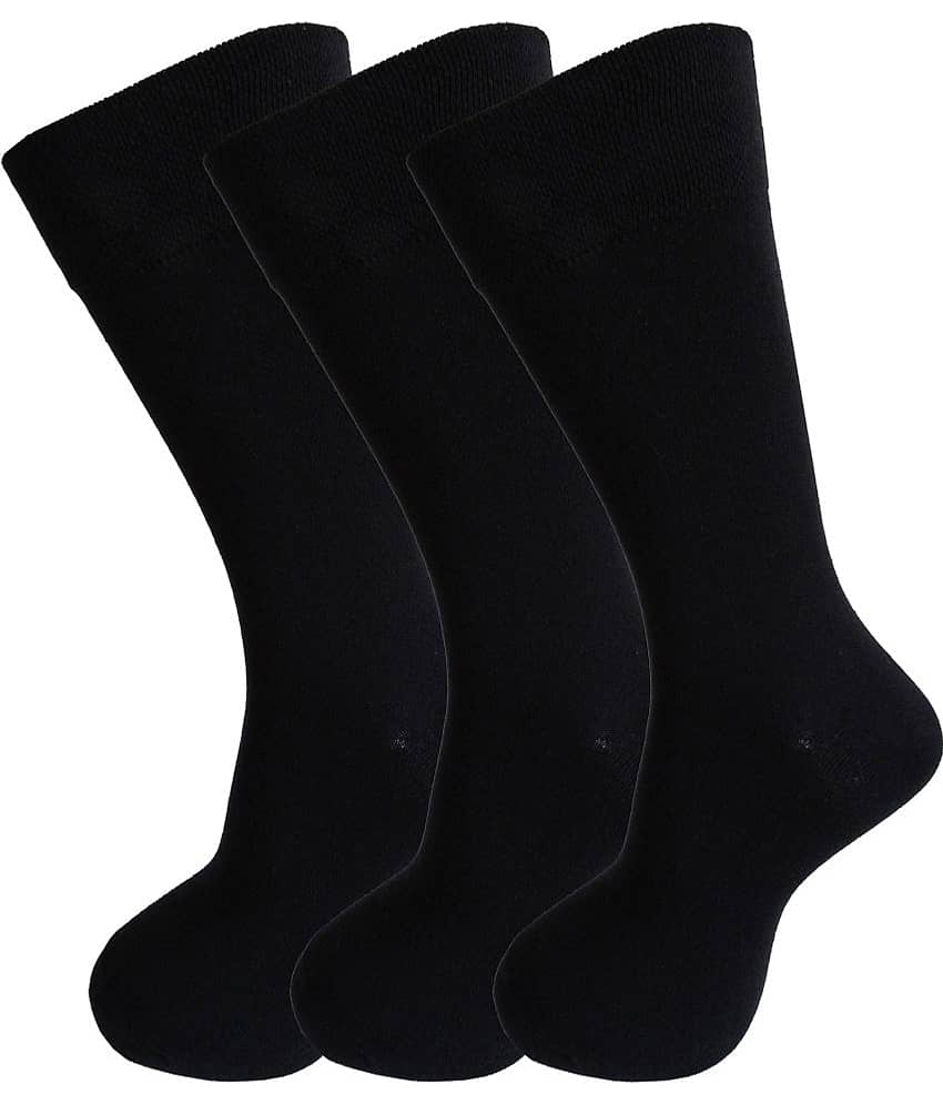 RC. ROYAL CLASS - Cotton Men's Solid Black Mid Length Socks ( Pack of 3 )