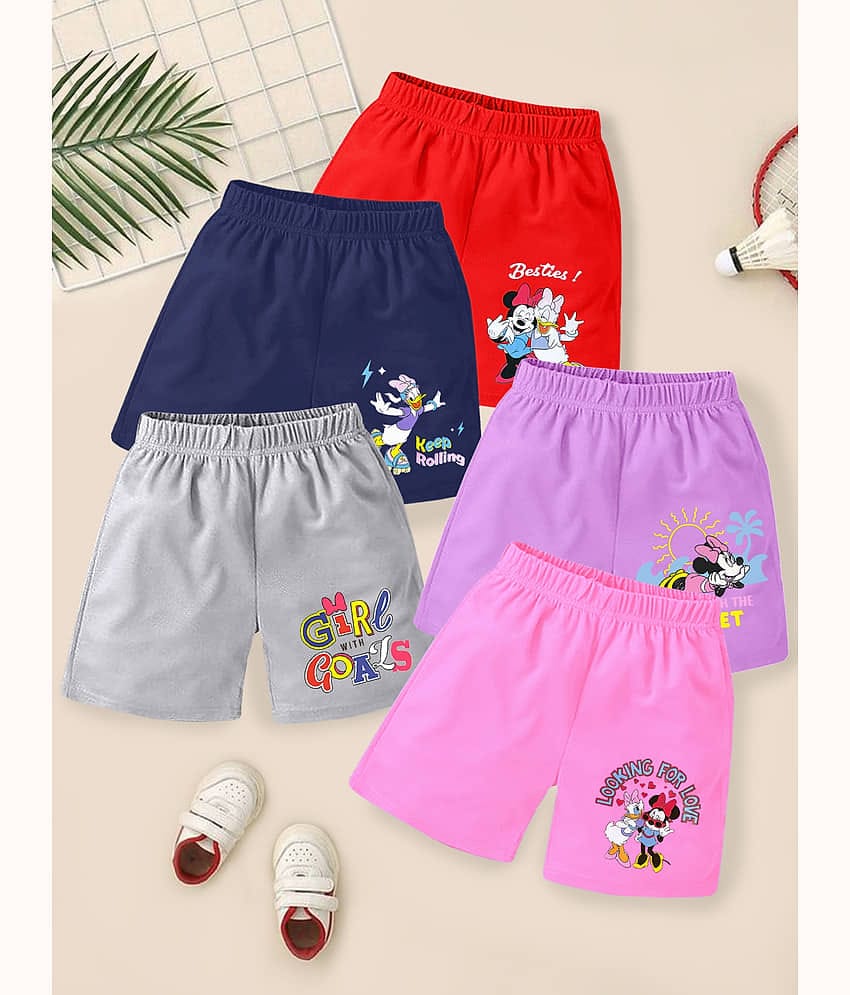 Kuchipoo Pack of 5 Girls Cotton Blend Shorts ( Multicolor 10 )